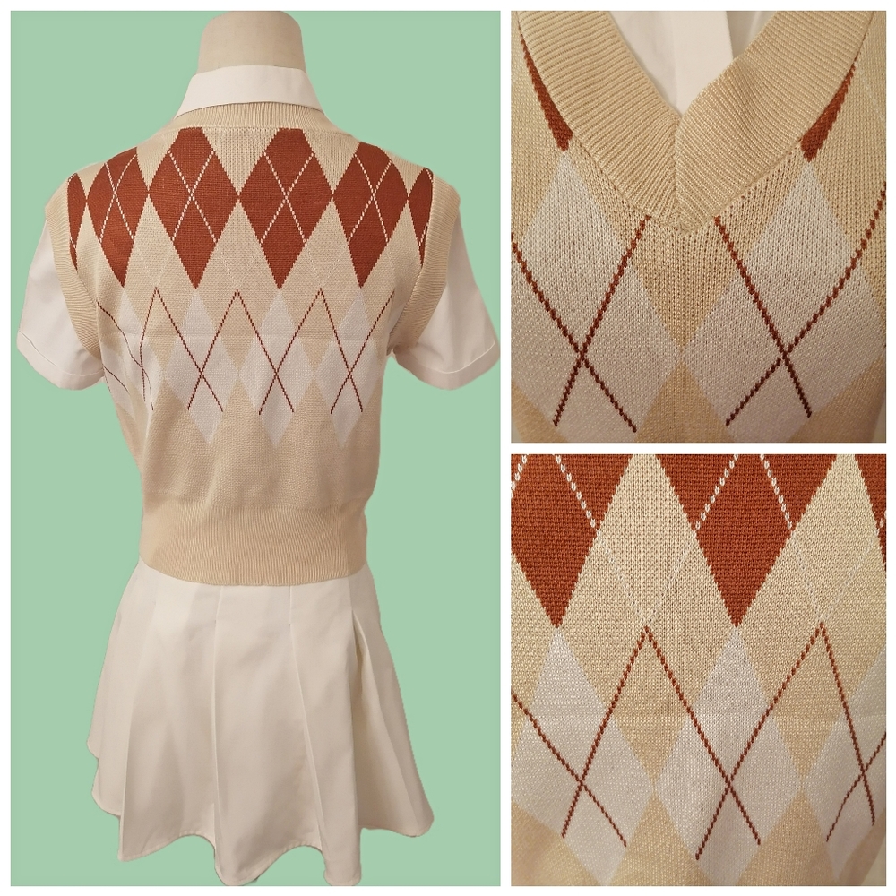 diamond pattern knitted vest - Picture 3 of 3